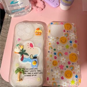 Colorful Smiley and Palm Tree iPhone 15 pro max Cases